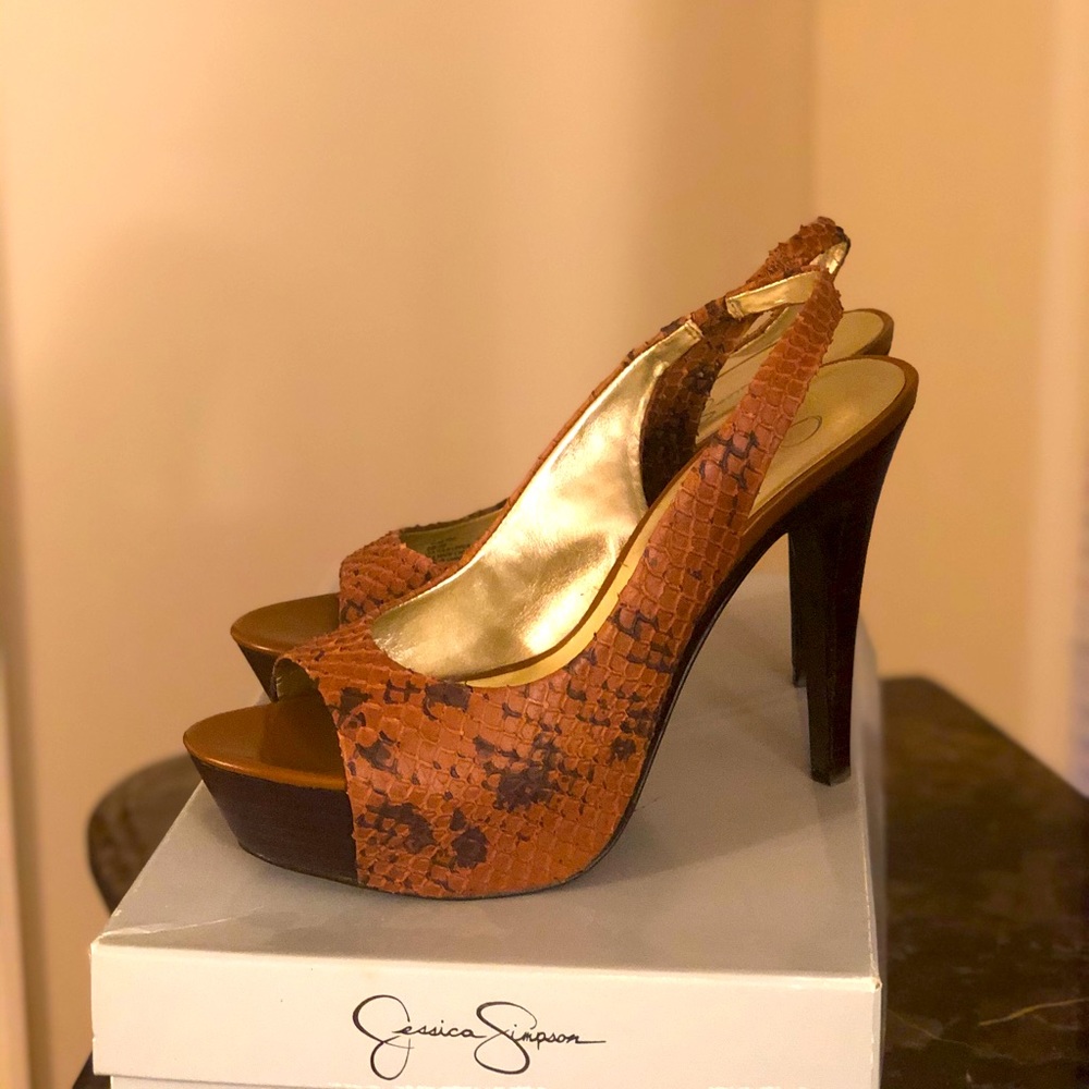 Jessica Simpson Cobra Brown Heels